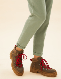 Pure Cotton Belted Tapered Trousers