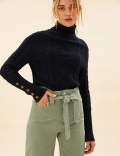 Pure Cotton Belted Tapered Trousers