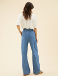 Denim Belted Wide Leg Trousers