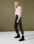 Mom High Waisted Embroidered Jeans