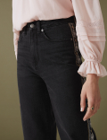 Mom High Waisted Embroidered Jeans