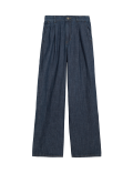 Pure Cotton High Waisted Wide Leg Jeans