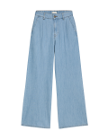 Pure Cotton High Waisted Wide Leg Jeans