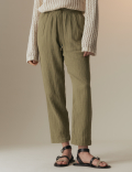 Pure Cotton Textured Tapered Trousers