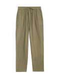 Pure Cotton Textured Tapered Trousers