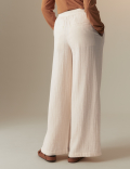Pure Cotton Textured Wide Leg Trousers