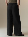 Pure Cotton Textured Wide Leg Trousers