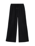 Pure Cotton Textured Wide Leg Trousers