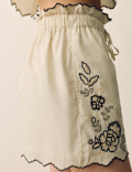 Pure Cotton Embroidered High Waisted Shorts