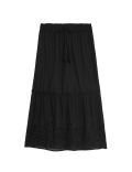 Cotton Rich Broderie Midaxi Tiered Skirt
