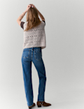 Mid Rise Straight Leg Ankle Grazer Jeans