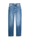 Mid Rise Straight Leg Ankle Grazer Jeans