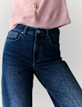 Girlfriend Mid Rise Turn Up Jeans with Lyocell