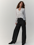 Lyocell Blend High Rise Wide Leg Jean