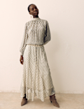 Checked Maxi A-Line skirt