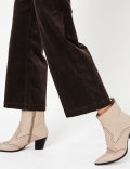 Corduroy Wide Leg Cropped Trousers