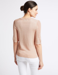 Stitch Detail Half Sleeve Jumper