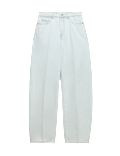 High Waisted Crease Front Barrel Jeans