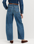 High Waisted Crease Front Barrel Jeans