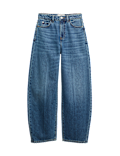 High Waisted Crease Front Barrel Jeans