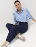 High Waisted Crease Front Barrel Jeans