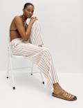 Linen Rich Drawstring Wide Leg Trousers