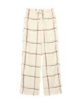 Linen Rich Checked Wide Leg Trousers