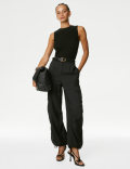 Modal Rich Cargo Wide Leg Trousers