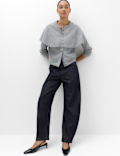 High Waisted Pintuck Barrel Jeans with Lyocell