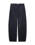 High Waisted Pintuck Barrel Jeans with Lyocell
