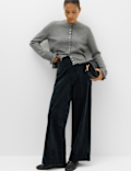 Cord Pintuck Wide Leg Trousers