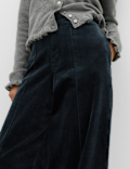 Cord Pintuck Wide Leg Trousers