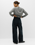 Cord Pintuck Wide Leg Trousers