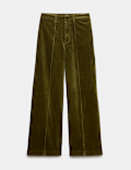 Cord Pintuck Wide Leg Trousers