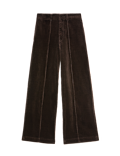 Cord Pintuck Wide Leg Trousers