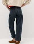 High Waisted Barrel Turn Up Jeans