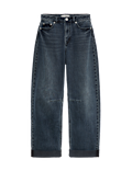 High Waisted Barrel Turn Up Jeans