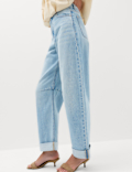 High Waisted Barrel Turn Up Jeans
