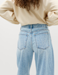 High Waisted Barrel Turn Up Jeans