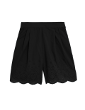 Pure Cotton Embroidered High Waisted Shorts
