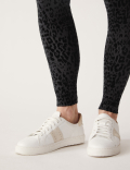 Flock Leopard Print High Waisted Leggings