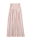 Linen Rich Shirred Tie Detail Maxi Skirt