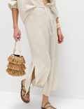 Linen Rich Maxi A-Line Skirt
