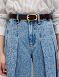 High Waisted Pleated Palazzo Jeans