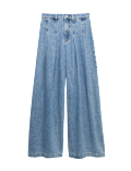 High Waisted Pleated Palazzo Jeans