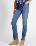Mid Rise Straight Leg Jeans