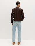 Relaxed High Waisted Gem Embellished Straight Leg Jeans