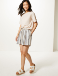 Pure Linen Striped Shorts