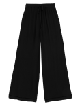 Textured Wide Leg Ankle Grazer Trousers
