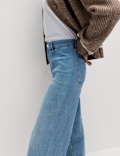 High Waisted Wide Leg Ankle Grazer Jeans